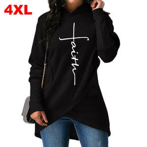 High Quality Large Size 2018 New Fashion Faith Print Kawaii Sweatshirt Femmes Hoodies Women Youth Female Creative Tops S-4XL - Maxillovias